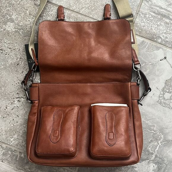 Ralph Lauren Studded Leather Noa Crossbody with Front Pockets, Brown, NWT - Picture 11 of 16